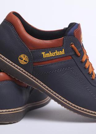 Спортивные кожаные туфли timberland sheriff синие4 фото