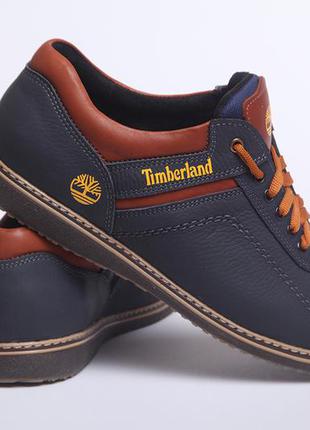 Спортивные кожаные туфли timberland sheriff синие9 фото