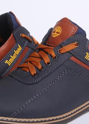 Спортивные кожаные туфли timberland sheriff синие10 фото