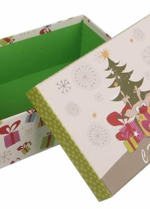 Набір новорічних подарункових коробок "ялинки", l: 22x15.5x8 см (комплект 3 шт)2 фото