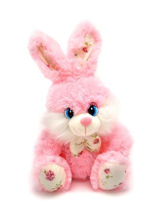 Мягкая игрушка зайчик розовый 28 см
