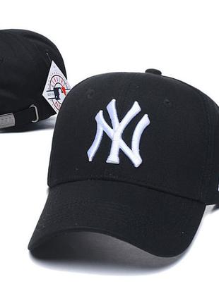 Кепка бейсболка new york yankees ny mlb нью-йорк янкиз с белым логотипом черная