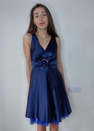 Атласное платье с фатиновой юбкой1 фото