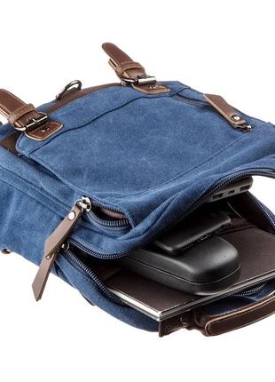 Рюкзак слинг одна лямка шлейка синий джинсовый тканевый канвас городской стильный7 фото