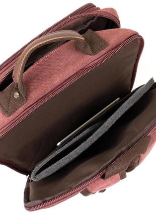 Рюкзак жіночий для ноутбука 15" 15.6" світло бордовий малиновий тканина канвас текстиль 2 відділення3 фото