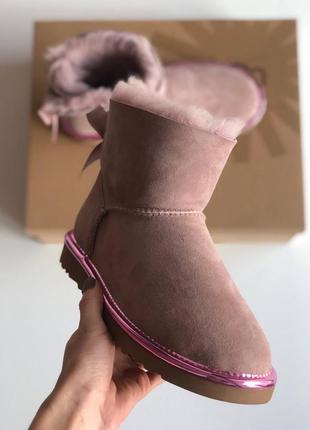 Зимние угги ugg mini pink2 фото