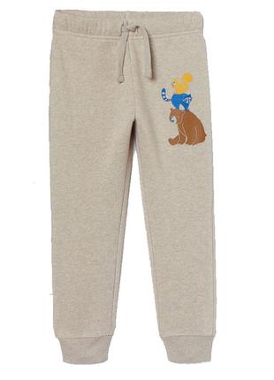 Дитячі спортивні штани джоггери тваринки h&m на флісі на хлопчика 71068