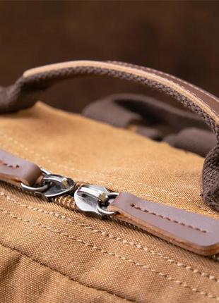 Рюкзак для ноутбука 15" 15.6" світло-коричневий тканинний канвас текстиль6 фото