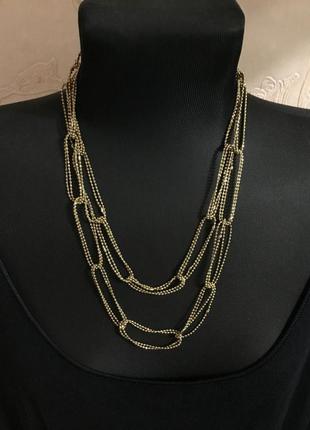 Цепочка длинная ожерелье ретро цвет золото