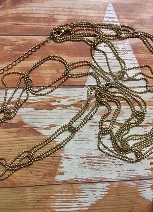 Цепочка длинная ожерелье ретро цвет золото
