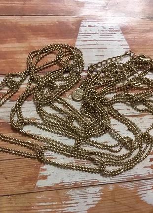 Цепочка длинная ожерелье ретро цвет золото