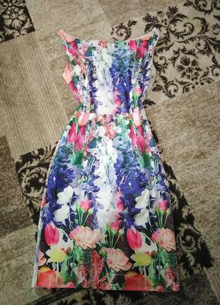 Красивое летнее женское платье с цветочным принтом 48 р