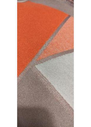 Женский теплый кашемировый палантин с геометрическим рисунком оранжево-бежевый2 фото