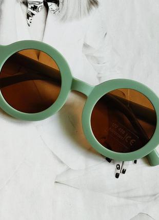 Детские круглые  очки зеленый матовый