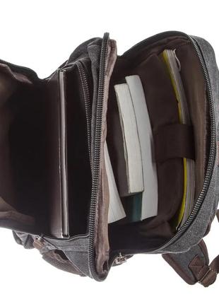 Рюкзак серый тканевый для ноутбука 13" 14" канвас текстиль casual кежуал кэжуал4 фото