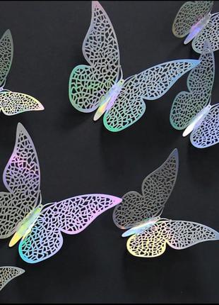 Метелики декоративні на стіну перламутрові - у наборі 12шт. різних розмірів1 фото