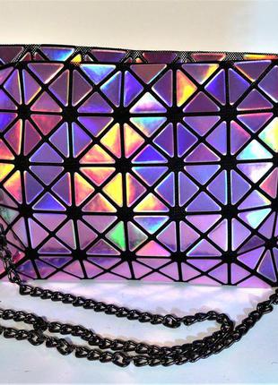 Bao bao сумка голографическая, розовая,  металлик, тренд 20181 фото