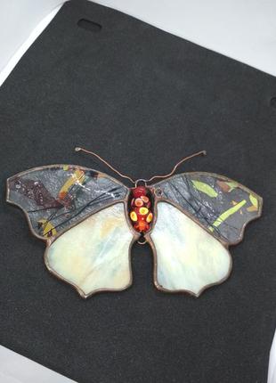 Вітражна метелик, вітраж, вінтаж5 фото