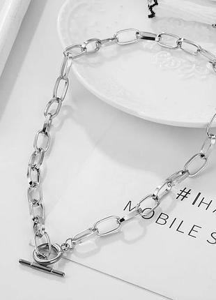 Біжутерія жіночий ланцюжок чокер ,товста ланцюжок/ланцюг кручена срібного кольору.