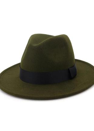 Стильна фетровий капелюх федора з стрічкою темно-синій4 фото