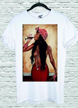 Футболка youstyle african woman sipping wine 0042 m white