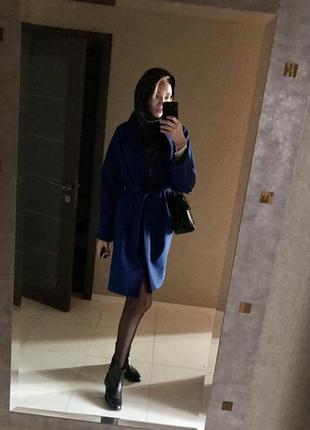 Пальто синее