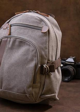 Рюкзак  серый женский тканевый городской стильный прочный текстиль канвас