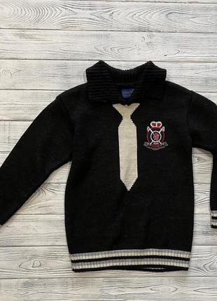 Детский серый свитер с галстуком для мальчика