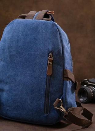 Рюкзак синий стильный городской прочный тканевый текстиль канвас2 фото