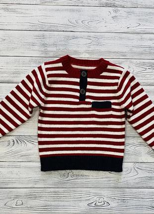 Детский красный полосатый свитер для мальчика