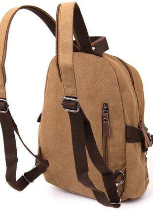 Рюкзак женский светлый коричневый стильный городской тканевый прочный текстиль канвас2 фото