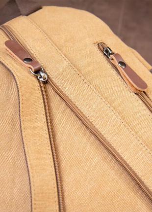 Рюкзак женский светлый коричневый стильный городской тканевый прочный текстиль канвас3 фото