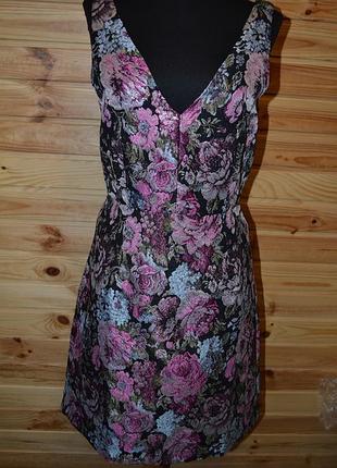 Шикарнейшее платье из парчи от h&m. люрекс/металл/цветы!