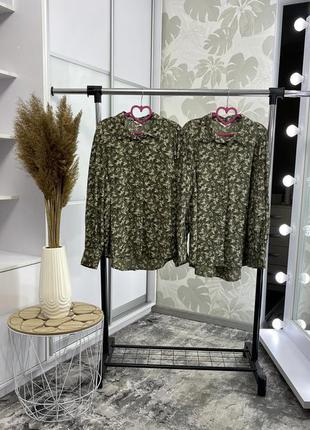 Шикарная блуза в лиственный принт с трендовыми пышными рукавами, р. 14.1 фото