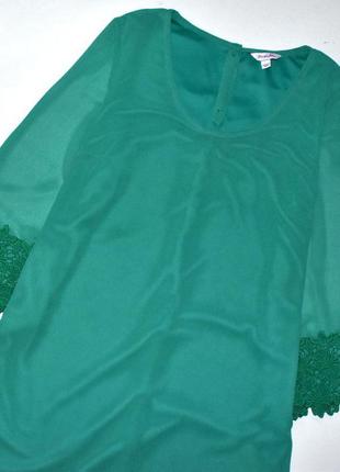 Simply be ярко зелёное шифоновое платье с кружевом .хл.14.426 фото