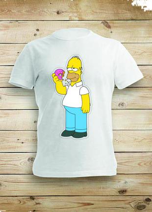 Футболка с печатью унисекс белая homer хлопок