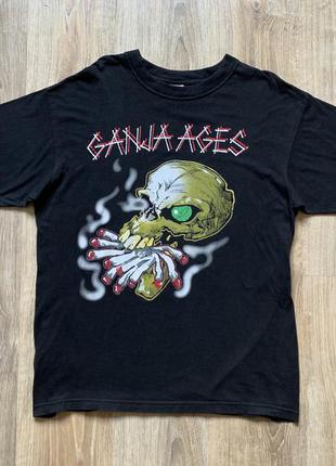 Чоловіча вінтажна бавовняна футболка з ганджа принтом черепа ganja ages vintage