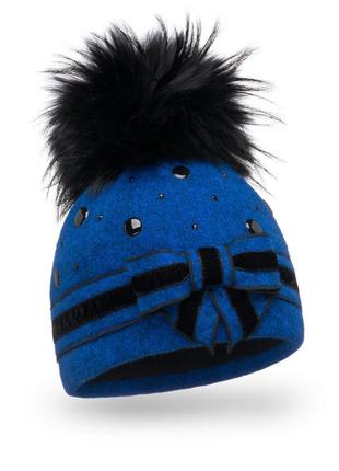 Красивая шапочка с помпоном "слиетта" (slijetta) - 559 васильковый меланж