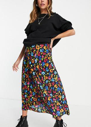Стильная юбка в разноцветные цветы topshop (размер 36)8 фото