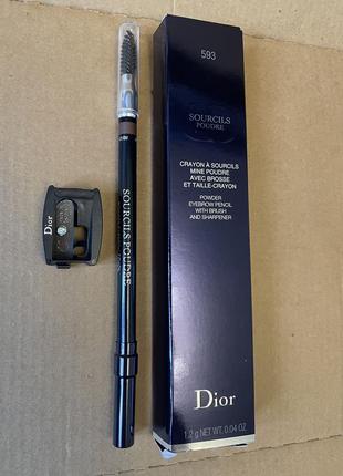 Dior powder eyebrow pencil пудровий олівець для брів № 593 brown, 2.2 ml