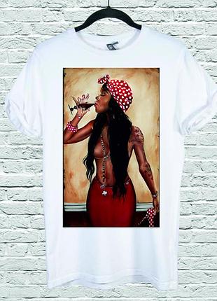 Футболка youstyle african woman sipping wine 0042 xxl white