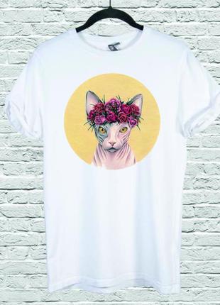 Футболка youstyle sphynx cat flowers 0059 xl white