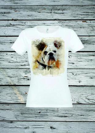 Футболка youstyle bulldog 0245 xs white1 фото