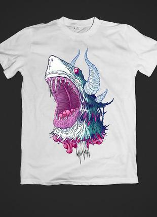 Футболка youstyle для мужчин shark  0499 xxl white