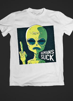 Футболка мужская с принтом humans suck