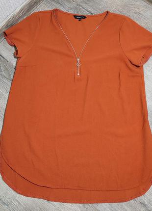 Терракотовая кирпичная блуза футболка спереди со змейкой1 фото