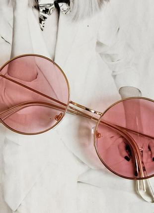 Цветные круглые очки тишейды розовый1 фото