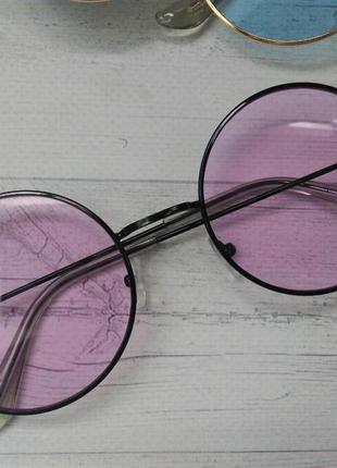 Кольорові круглі окуляри тішейди рожевий3 фото