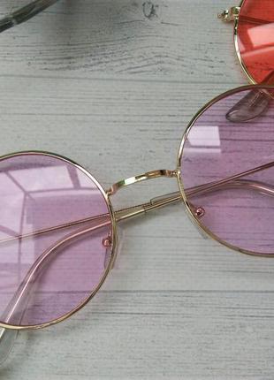 Кольорові круглі окуляри тішейди рожевий2 фото