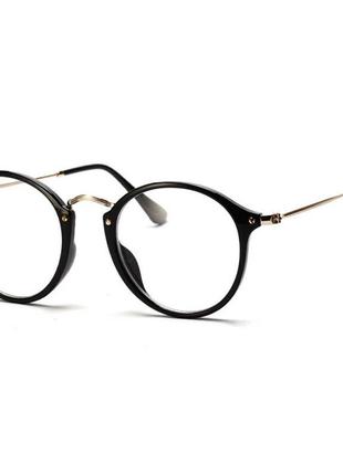 Іміджеві окуляри з прозорою лінзою круглі з металевими дужками прозорий4 фото